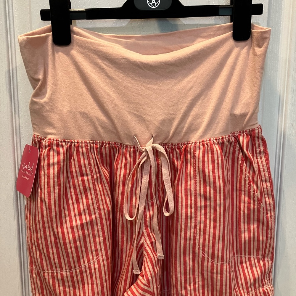 Isabel Maternity by Ingrid & Isabel Pink Top with Red and White Striped Shorts